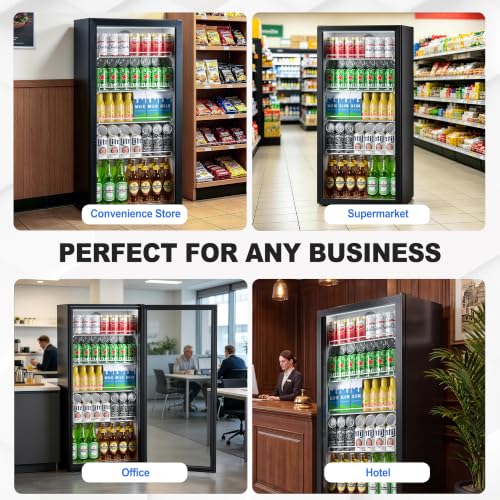 Image of 7.8 Cu.ft Commercial Display Refrigerator with Glass Door,Beverage Refrigerators with LED Light and Shelves