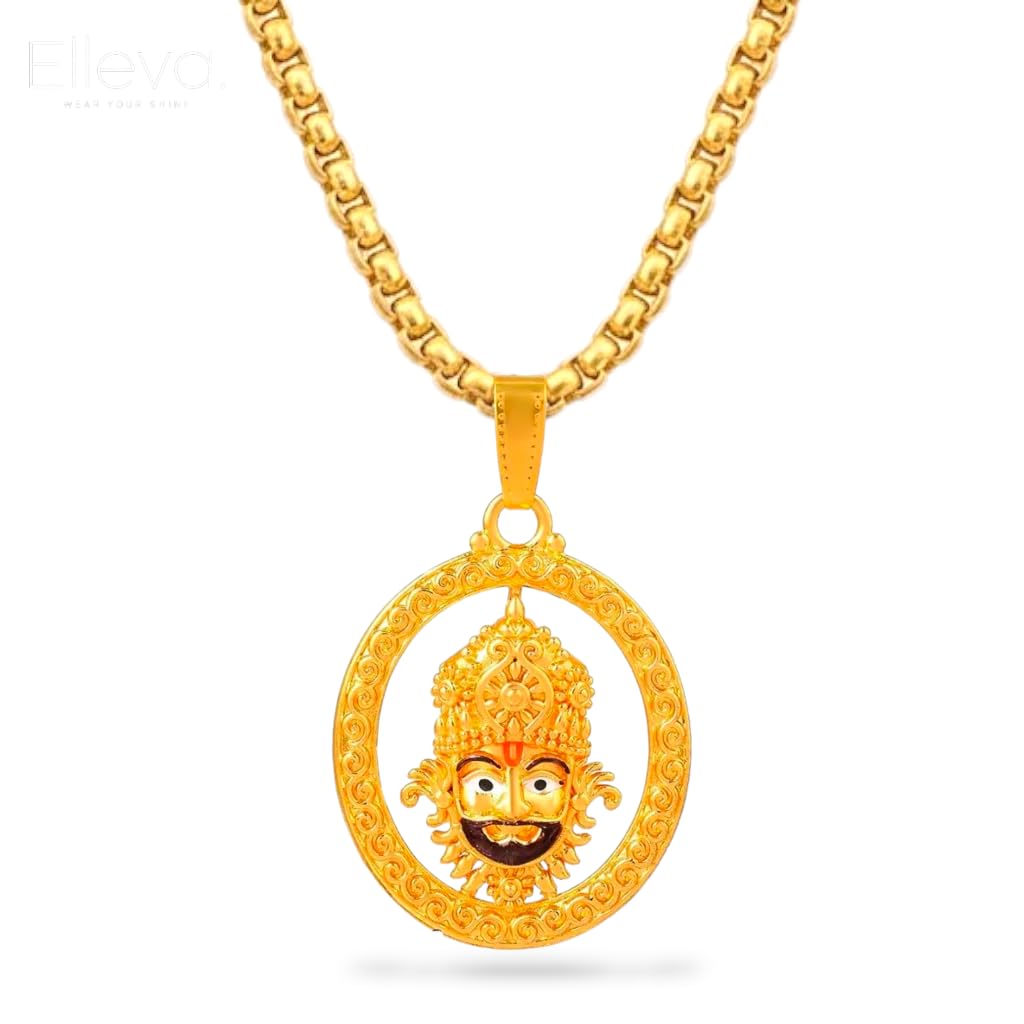 Khatu Shyam Ji Locket with Chain for Men & Women | Jai Shree Shyam Gold Plated Krishna Pendant | Shyam Baba Devotional Jewellery | Religious Gift for Hindu Bhakti, Daily Wear (Pack of 1)-image-18