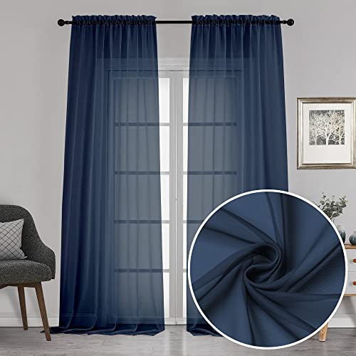 Chyhomenyc Extra Long Sheer Window Curtain Panels 120 Inch 2 PCS, Rod Pocket Durable Soft Touching...