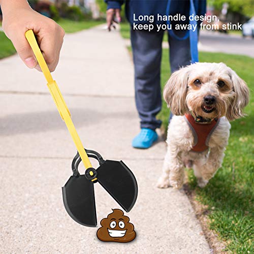Image of Cyrank Dog Pooper Scooper, Dog Poop Scoop Dog Scooper with Long Handle for Grass Dirt Gravel Pick Up(Yellow)