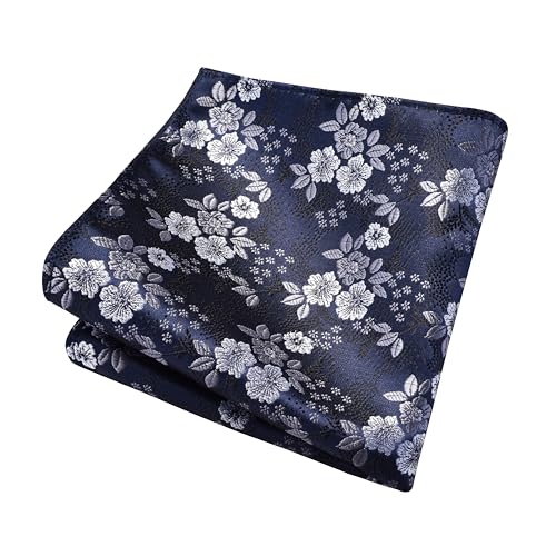 Image of GUSLESON 3.15 inch(8cm) Mens Floral Tie and Lapel Pin Necktie Hankerchief Cufflinks Set for Men