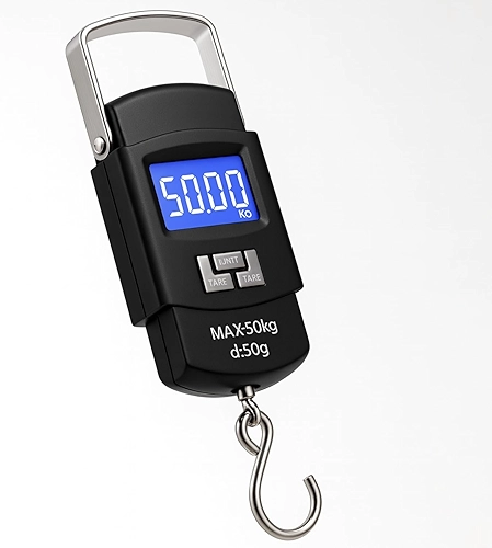 Balança Digital Portátil de Mão 50kg Alta Precisão com Visor LCD Grande e Alça Reforçada – Ideal para Bagagem, Mala, Viagem, Aeroporto, Pesca, Sacolas e Uso Doméstico Compacta, Resistente e Premium