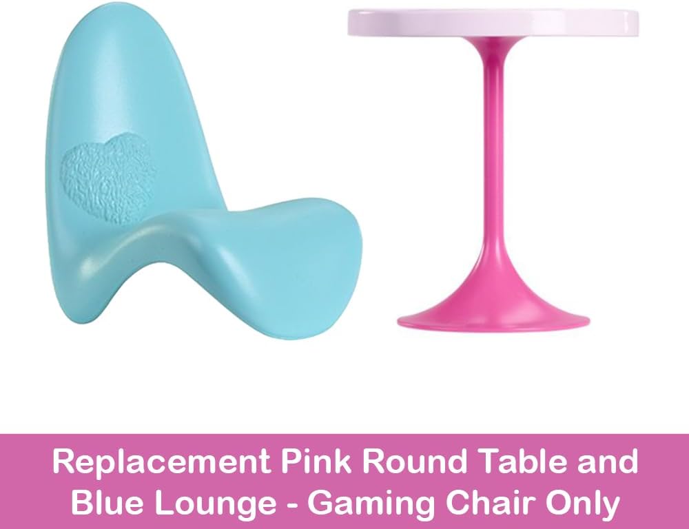 Replacement Parts for Barbie Doll Dreamhouse Doll House Playset HMX10 - Replacement Pink Round Table and Blue Lounge - Gaming Chair