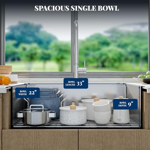 33 x 22 Drop-In Workstation Kitchen Sink – 16 Gauge Stainless Steel Topmount Sink, 10" Deep Single Bowl & 6 Accessories