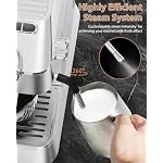 Expresso Pod Machine 20 ULKA Bar for Home Espresso Maker with NTC Temp ControlStainless Steel Coffee Machines for Cappuccino Latte with Milk Frother Steam Wand 42 oz Detachable Water Tank Silver