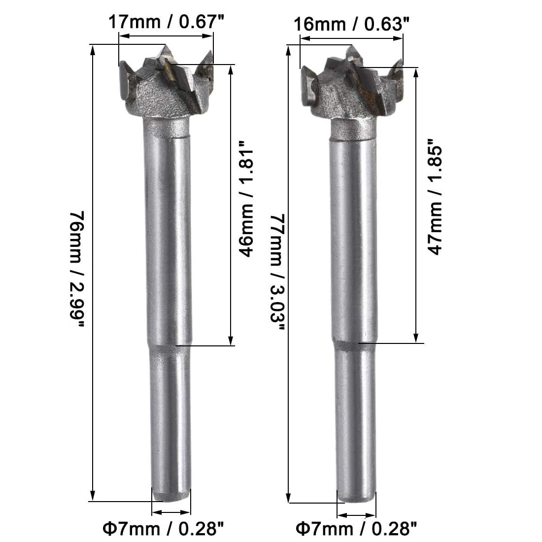 MACHSWON 2 PCS Forstner Drill Bits Tungsten Carbide Wood Hole Saw Opener Drill Bit 16mm+17mm Woodworking Drilling Boring Bit Cutter - Image 4