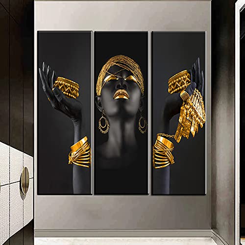 Peintures femme africaine KEBIA 40x120cm sur toile triptyque sans cadre