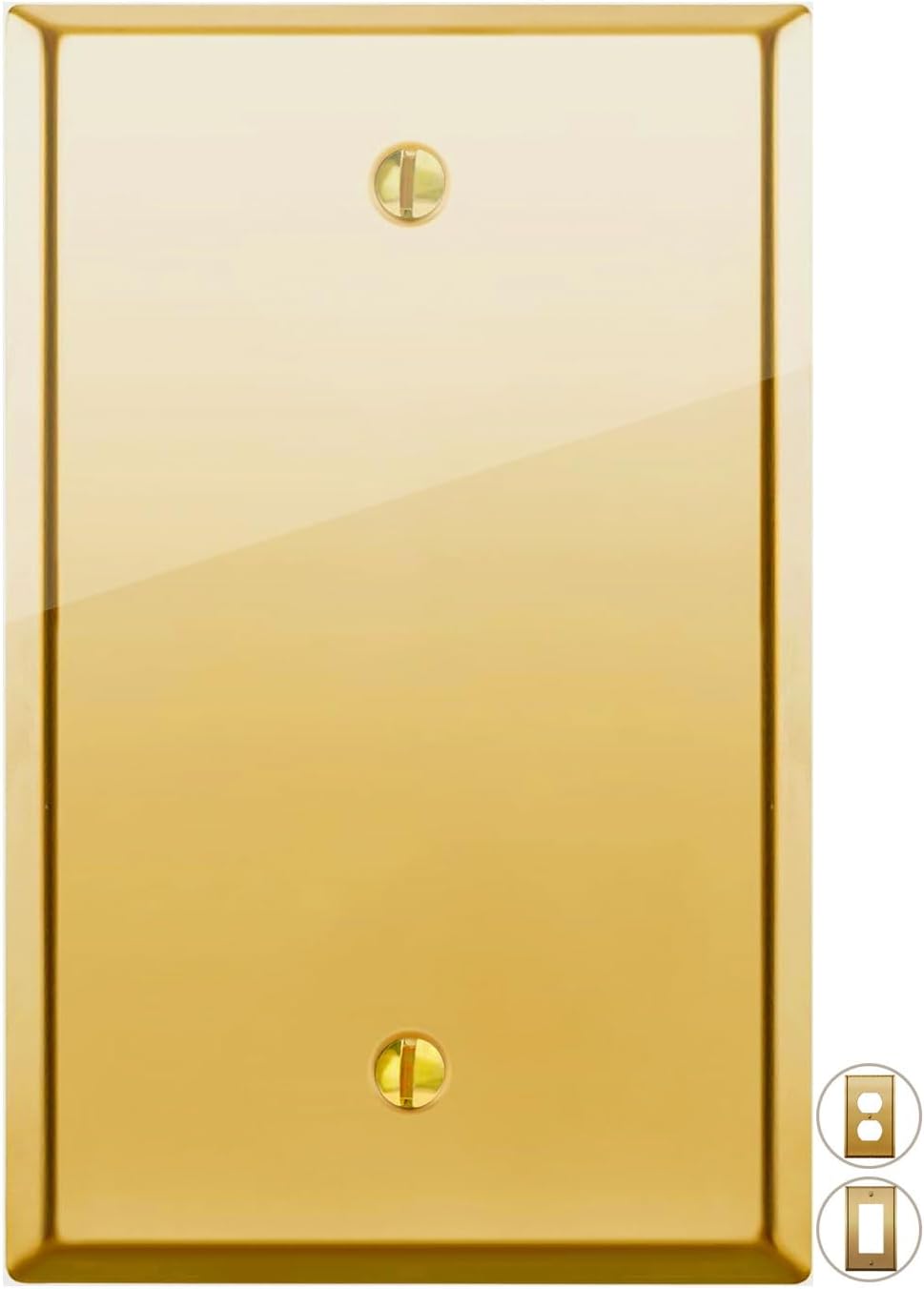 Rio Salto BRASS High Polish Gold Blank Wall Plate STANDARD SIZE Metal Outlet Cover for Unused Outlets Wall Switch Covers Child Safe Device Outlet Safety (Polished Brass 1 Pack)