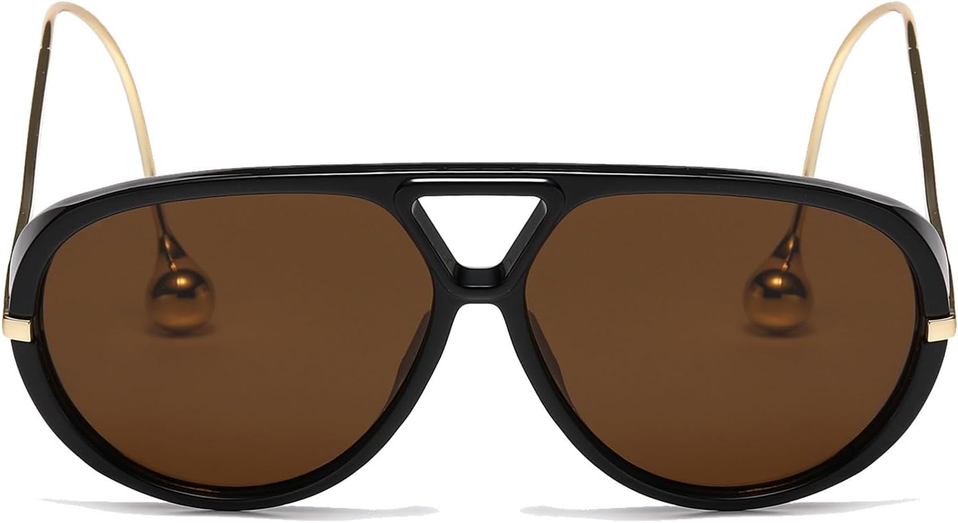 Long Keeper Retro Oversized Pilot Sunglasses Women Trendy 70s Pilot Shield Big Frame Double Bridge Vintage Shades UV400 - Image 2