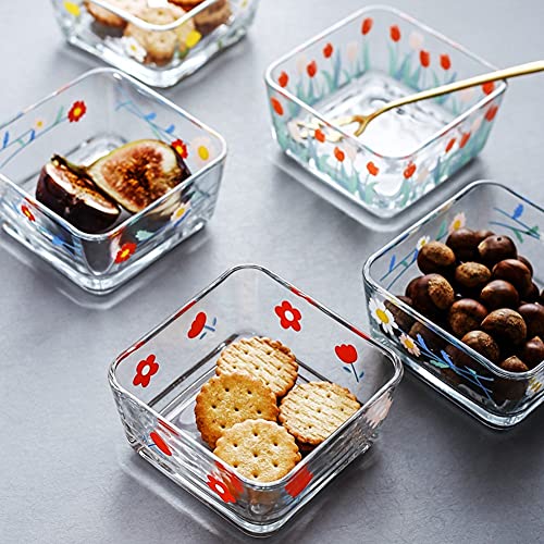 Yaocoral 9 Oz Mini Flower Candy Dish Cute Floral Candy Bowl Small Square Glass Bowl For Dessert,Snack,Fruit,Icecream,Yogurt,Dipping,Side Dishes,Clear Kitchen Prep Serving Bowl thumb #3