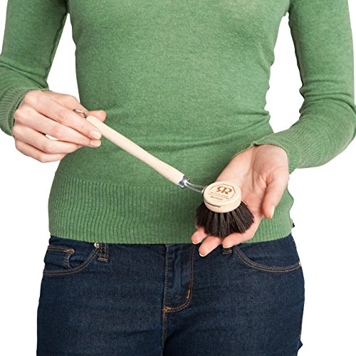 Image of Redecker Dish Brush Set, Horsehair Bristles, 1-1 /2 Inch Round, 2 Pack - Wooden Dish Brushes for Delicate Cleaning, Made in Germany