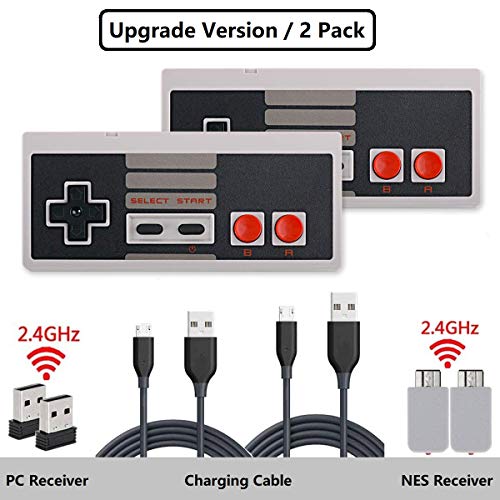 2 Pack NES Wireless Controller,HL Gloabl Wireless NES Controller 2-Packs Cordless Gamepad Controller for NES Classic Mini Edition Gaming System Console