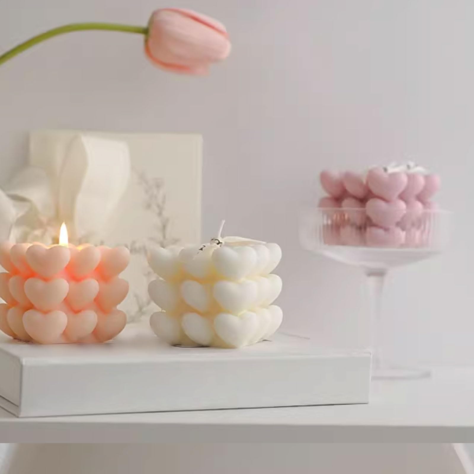 Świece parafinowe i wosk sojowy, nowoczesna świeca aromaterapeutyczna, kwadratowa świeca zapachowa, do domu, na wakacje, relaks i spa, Bluebell)
