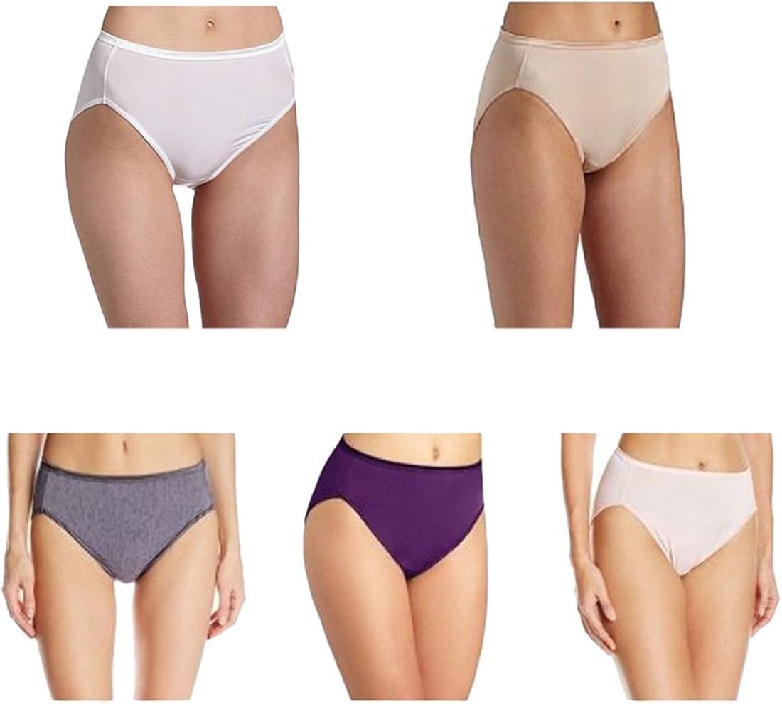 Vanity Fair Women's Illumination Hi Cut Panty 13108 Star White/Rose Beige/Bubbly/Sangria/Steele Violet 7