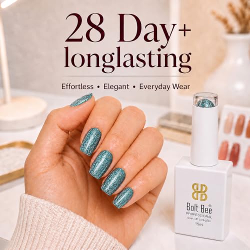 Image of BOLT BEE 15ML Gel Nail Polish 1Pc Clear Pink Glitter Nail Polish Soak Off UV LED Nail Gel Polish Nail Art Starter Manicure Salon DIY at Home, 0.5 OZ (1) (97)