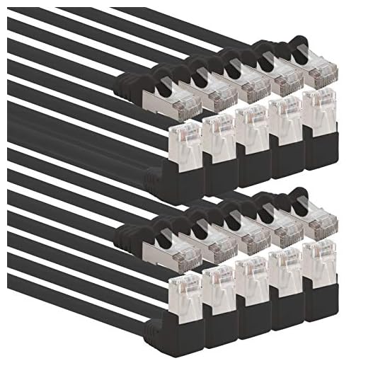 1aTTack.de 366125 Cat.6 nätverkskabel vinkel 90 grader 0,25 m – svart – 10 stycken – Cat6 patchkabel (SFTP PIMF) 1000 Mbit/s Rj 45 kontakt – 10 x 0,25 m svart