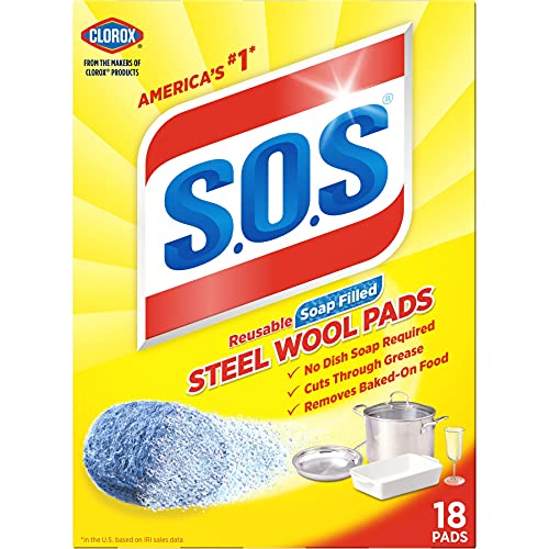 S.o.s Steel Wool Soap Pads, Home Cleaning Pads, Reusable Soap Scrubbers, Grease Cleaner, Outdoor, Bathroom Or Kitchen Cleaning, 18 Count (Pack Of 12) #TOP4