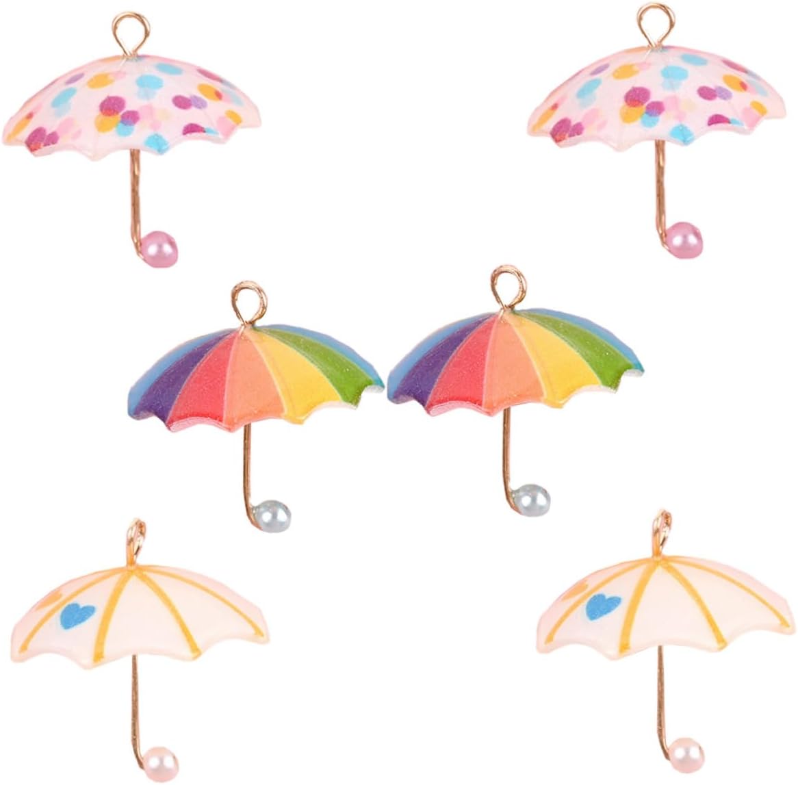 HOMSFOU 6pcs Mini Umbrella Phone Case Decor Diy Adornment Accessories for Mobile Phones Cute and Stylish Resin Craft for Keychains Earrings and Style