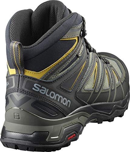 Salomon Men's X Ultra 3 Mid GTX botas de caminhada, Castor Gray/Black/Green Sulphur, 14 Wide