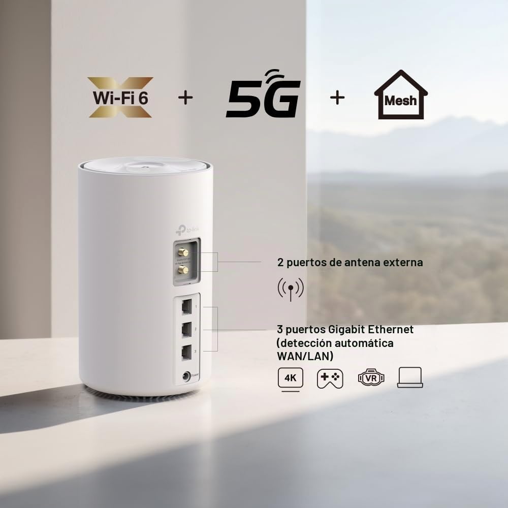 TP-Link Deco X1500-5G - Sistema WiFi 6 Mesh 5G AX1500, Router con Ranura para Tarjeta SIM, Velocidad 5G hasta 4.67 Gbps, Doble Banda, Cobertura para Toda la Casa, HomeShield, Control Parental, Pack de