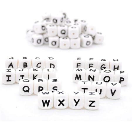 Alphabet En Silicone 26 Lettre Perles De Cube De Dentition Pour Bebe 12mm 60pcs Pour Diy Chaine De Sucette Anneau De Dentition Pour Bebe Collier Bracelet Amazon Fr Bebe Et Puericulture