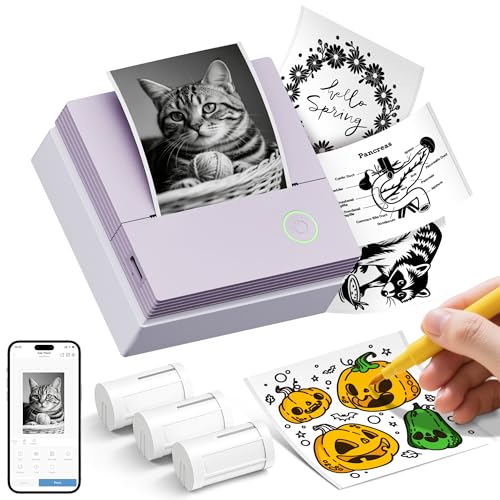 Portable Inkless Bluetooth Sticker Printer (PM290C Purple)