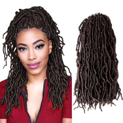 Niseyo 16 Inch Soft Locs Pre-looped New Faux Locs Crochet Hair 6 Packs (16 Inch, 4#/Brown)