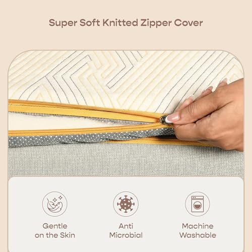 Image of SleepyCat Natural Latex Mattress Topper | GOLS-Certified Organic Latex | 2 Inch Responsive Support | Pinhole Design for Breathability | Anti-Slip Elastic Straps |(White, Single Size, 72x36x2 Inch)