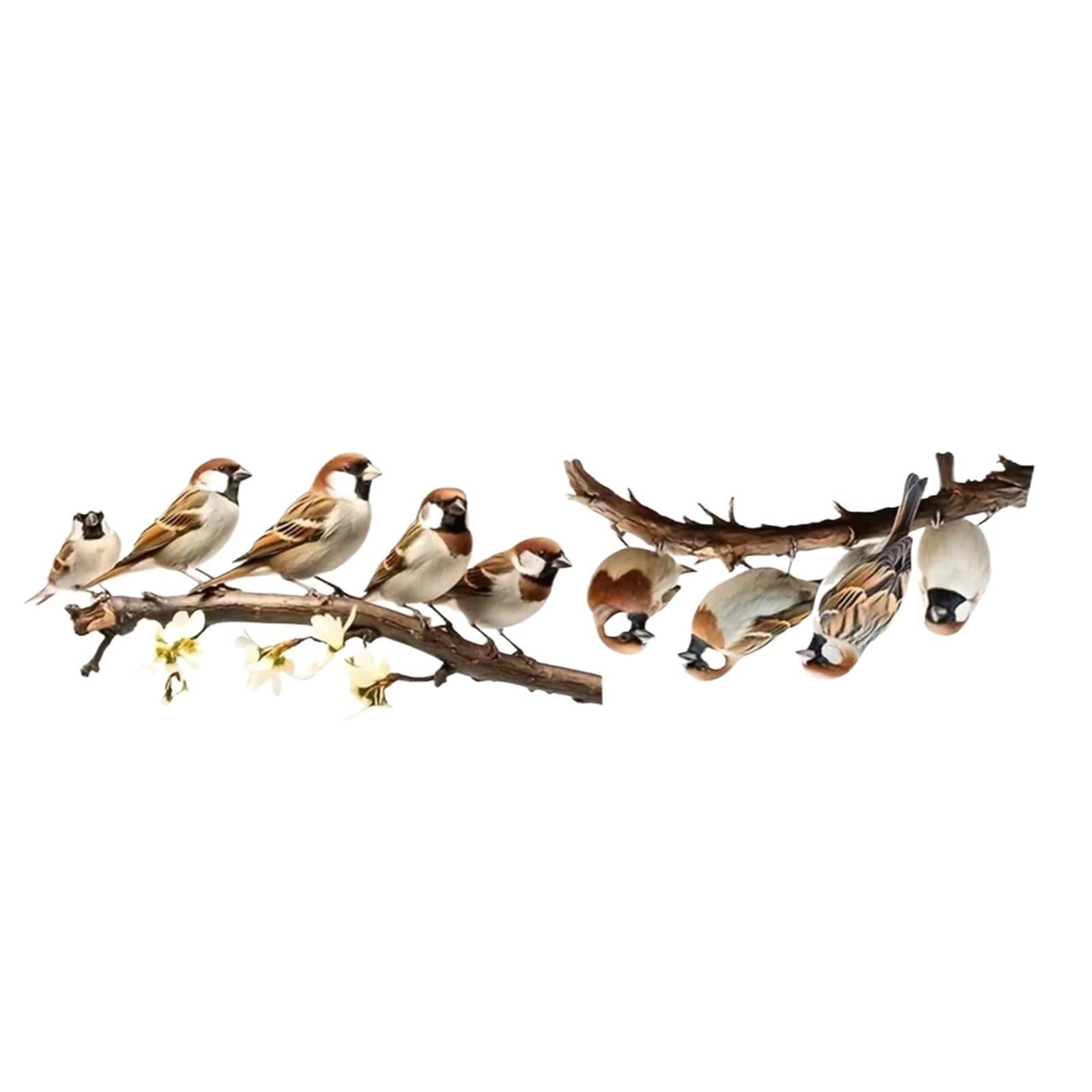 MKYYIOED Bird Wall Art 2pc Cheerful Birds On A Branch Window Decal Sticker For Living Room & Home Decor, Bird(30cm-Longest Side)