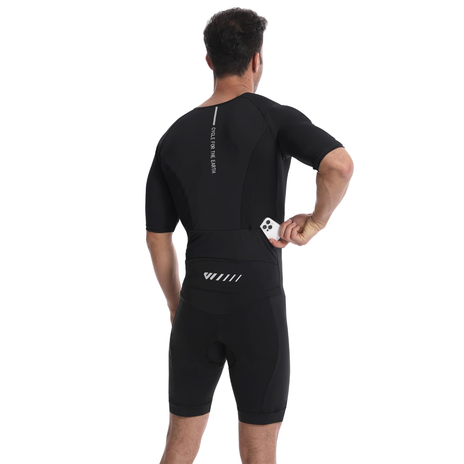 Wulibike Triathlon Anzug Herren Trisuit Kurzarm,Hohe Elastizität atmungsaktiv schnelltrocknend Tri Suits Triathlonanzug für Radfahren Laufen Rennen Training