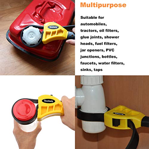 Rubber Strap Wrench - Set of 2pcs Jar Opener, Pipe Wrench, Oil Filter Wrenches used by DIY, Mechanics, Plumbers, 19-11/16