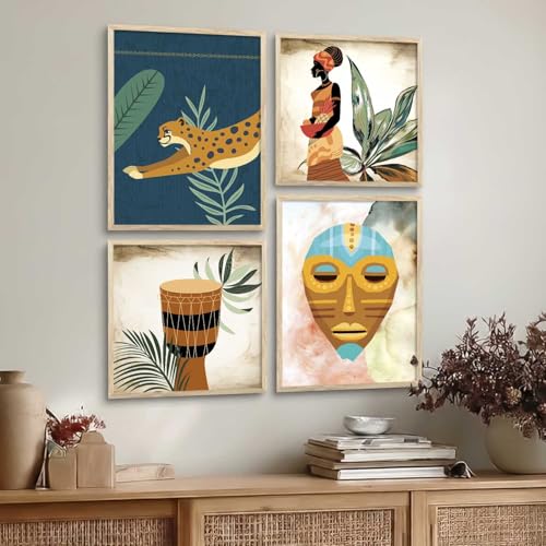 Image of kotart Paintings Modern Art Framed Wall Painting for Living Room Bedroom - Wall Posters /Paintings with Frame - Paintings for Wall Decoration - Set of 4 (Art 6, Big (13x17 or 13x13 inch))