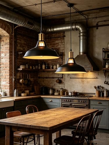 2 pièces Métal Retro Suspensions Luminaires Industriel Edison Simplicité Lustre Vintage Plafonnier Suspension avec Abat-jour Brillant en Métal Style Nordique pour Salon Chambre Café Bar Restaurent – vue 9