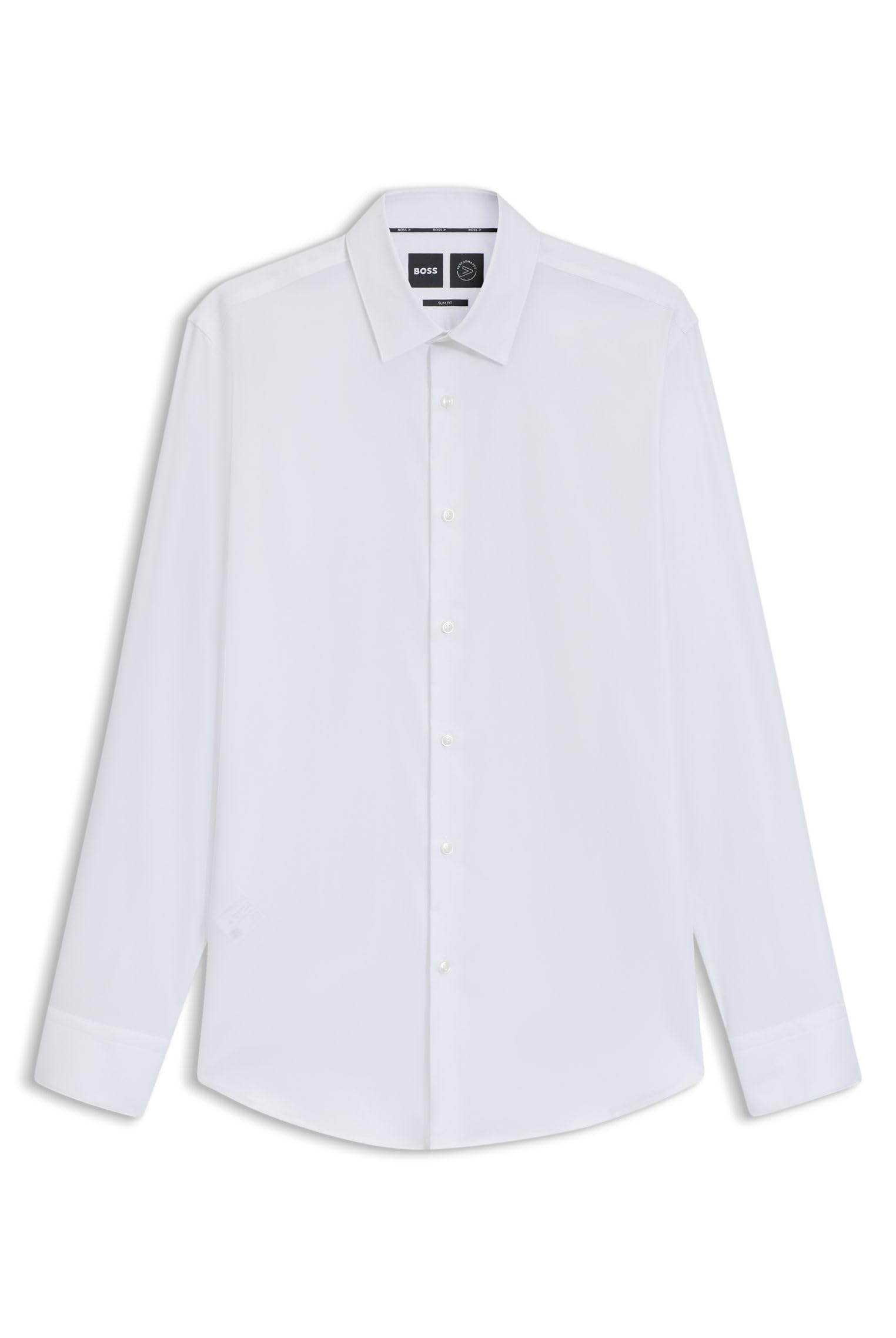 Boss Men's White P-Hank-S-Kent-C1-222 Slim-Fit Shirt In High-Performance Structured Cotton