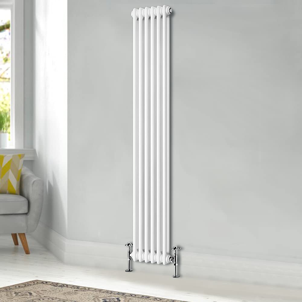 Blümme Traditional 1800 x 290mm Vertical Cast Iron Radiator 2 Column Central Heating Radiators White