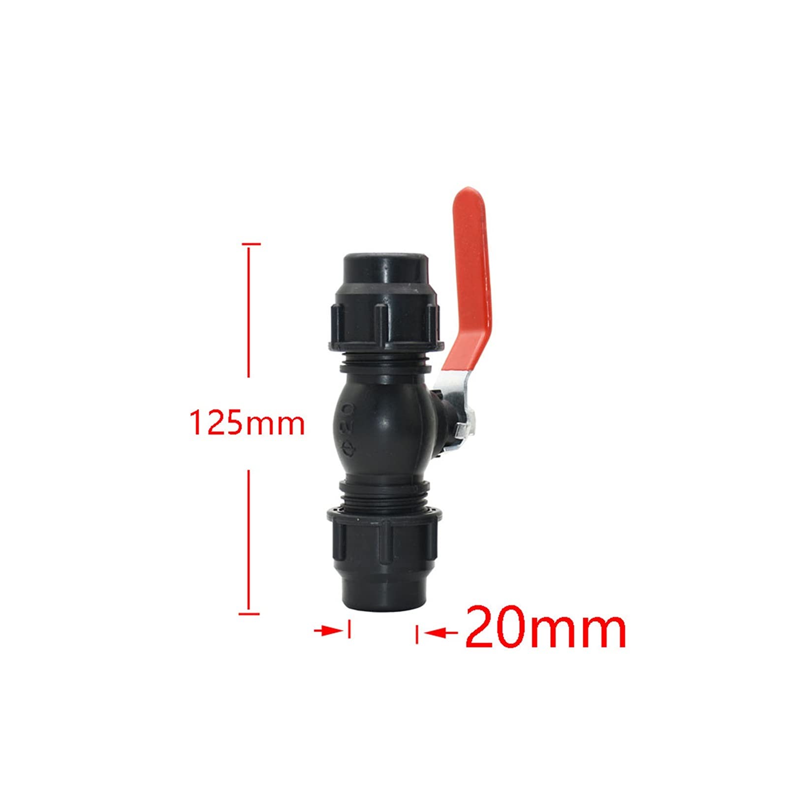 Adaptador de conector de manguera 20/25/32/40 / 50 / 63mm Tubería de agua plástica Conector rápido Válvula de bola Válvula de metal Faucet EDUCACIÓN FÍSICA Accesorios de válvulas de tubería
