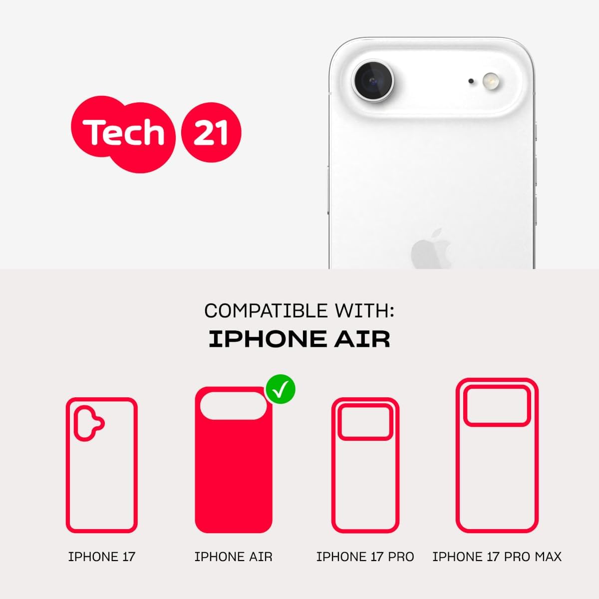 Tech21 EvoClear Case for iPhone 17 Air – Clear | Slim Protective Case | Impact Protection | Wireless Charging Compatible