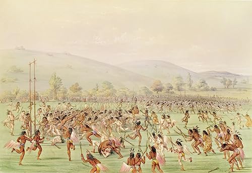 Reproduction le jeu de balle indien George Catlin affiche d'art mural 60x90