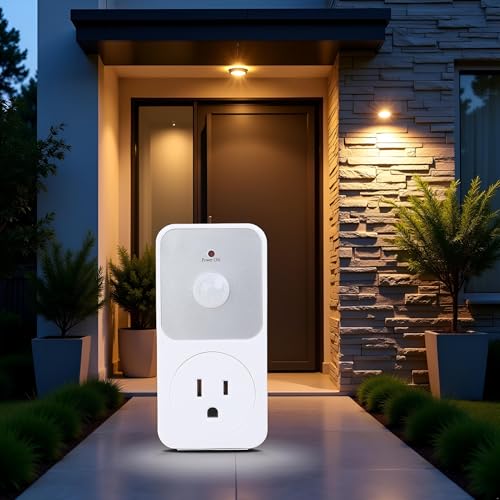 Motion Sensor Power Socket Switch 110V 1800W PIR for Garage Hallway Security Lighting, Auto On Off Energy Saving Outlet with 8m Range White - Thumbnail 3