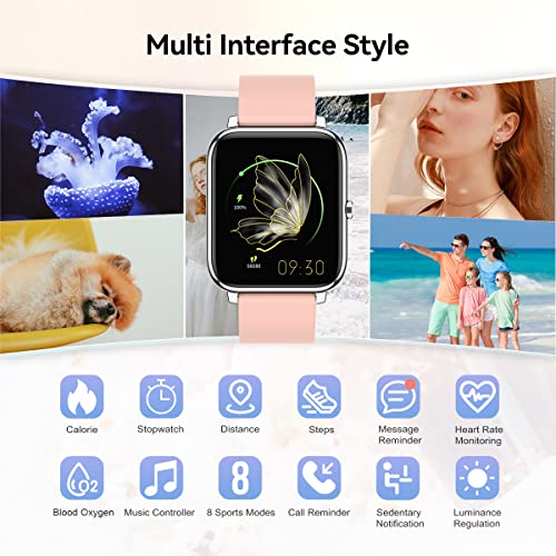 Smart Watch For Women Girls Pink, Full Touch Screen Fitness Tracker Watch With Heart Rate, Blood Pressure, Sleep Monitor, Waterproof Bluetooth Watch With Message Notification For Iphone Android Ios #TOP4