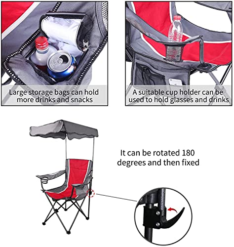 Camp Solutions Canopy Camping Chair,Beach Chair With Canopy Shade,Folding Sport Chair With Sunshade & Carrying Bag, Portable Heavy Duty Chair For Beach, Poolside, Travel Picnic. #TOP4