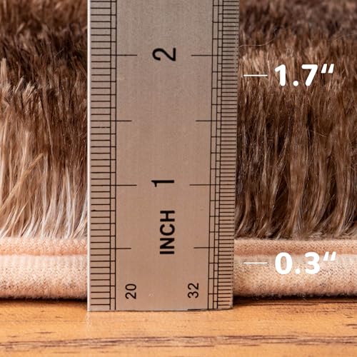Round Fluffy Brown Tie-dye Rug - 3FT Super Soft Circular Shaggy Plush Carpet for Kids' Room