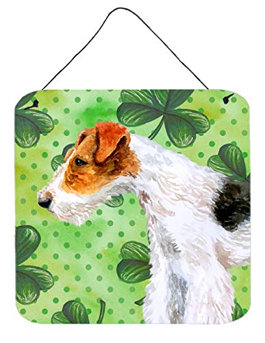 Caroline's Treasures BB9824DS66 Fox Terrier St Patrick's Wall or Door Hanging Prints, Green Aluminum Metal Sign Kitchen Wall Bar Bathroom Plaque Home Decor, 6x6, Multicolor