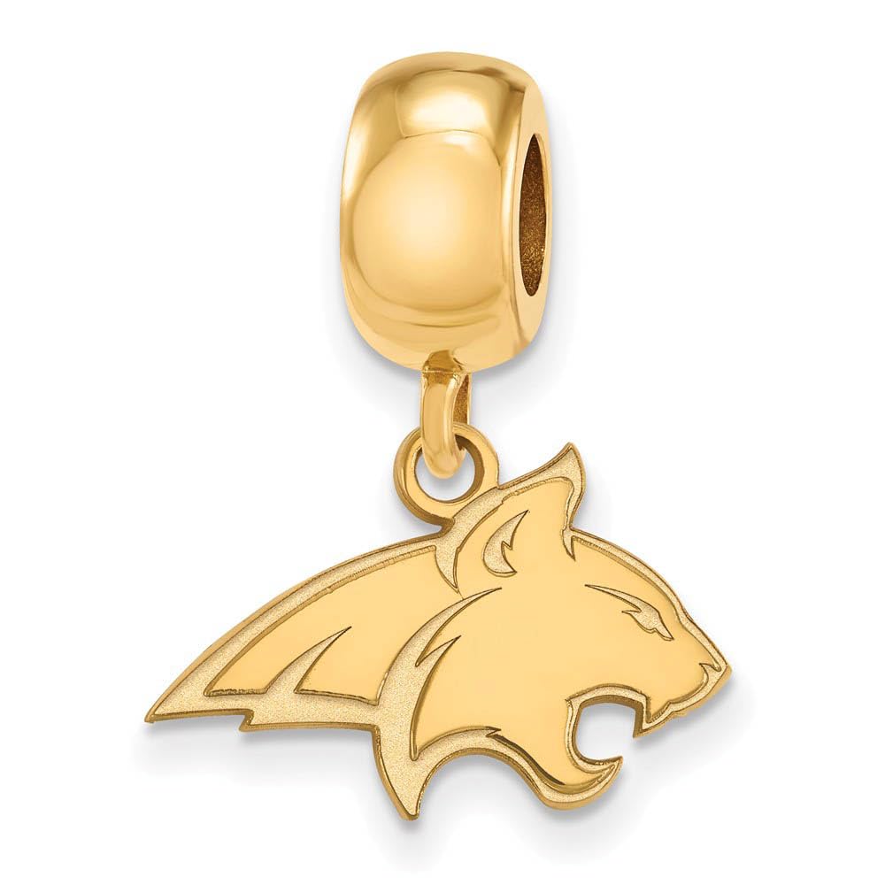 LogoArt 14k Yellow Gold Plated Sterling Silver Montana State Univ. Bobcat Sm Dangle Charm