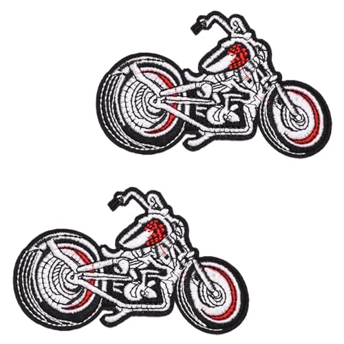 2 Pcs Motorcycle Funny Emblem Patch Iron On Sew On Colour Embroidered Fastener Cute Style Applique Tactical Military Patches for Clothes,Jeans,Jacket,Hats,Backpacks,Vest,Bags