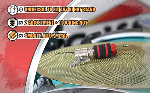 Griffin Hi-Hat Clutch Mount Deluxe Version | Alloy Metal Speed Threads | Universal Holder To Fit Most Hi-Hat Cymbals, Rods & Hihat Stands | Red Locking Nut #TOP7