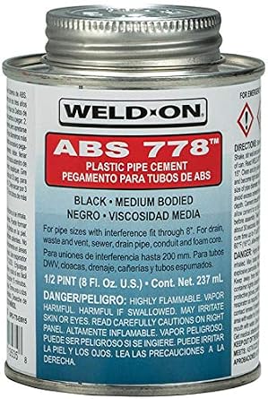 Weld-On 13535 778 ABS Plumbing Solvent Cement, Black, 1/2 Pint