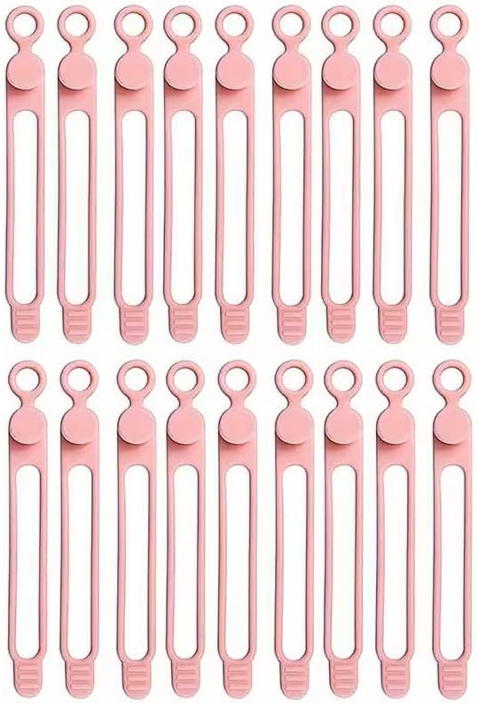 18-Pack Silicone Cable Ties, Reusable Elastic Cord Organizers, Multifunctional Cable Management Straps for Bundling, Pink