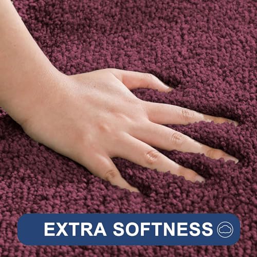 Image of Flooring India Co Newman Rectangular Bath Mat 2500 GSM Super Soft Microfiber Anti Skid Slip Water Absorbent Bathroom Mats for Bedroom, Home, Door (40X60 CM, Wine)