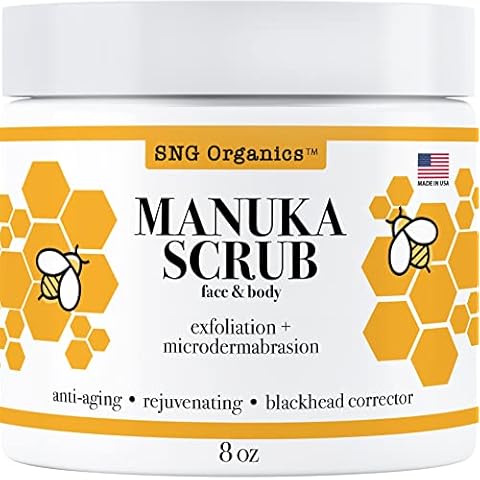 Manuka Honey New Zealand Body Scrub - Deep Pore Microdermabrasion, Exfoliating Body Scrub - Blackhead Remover, Moisturizing Body Exfoliator for Anti-Aging & Acne Cover